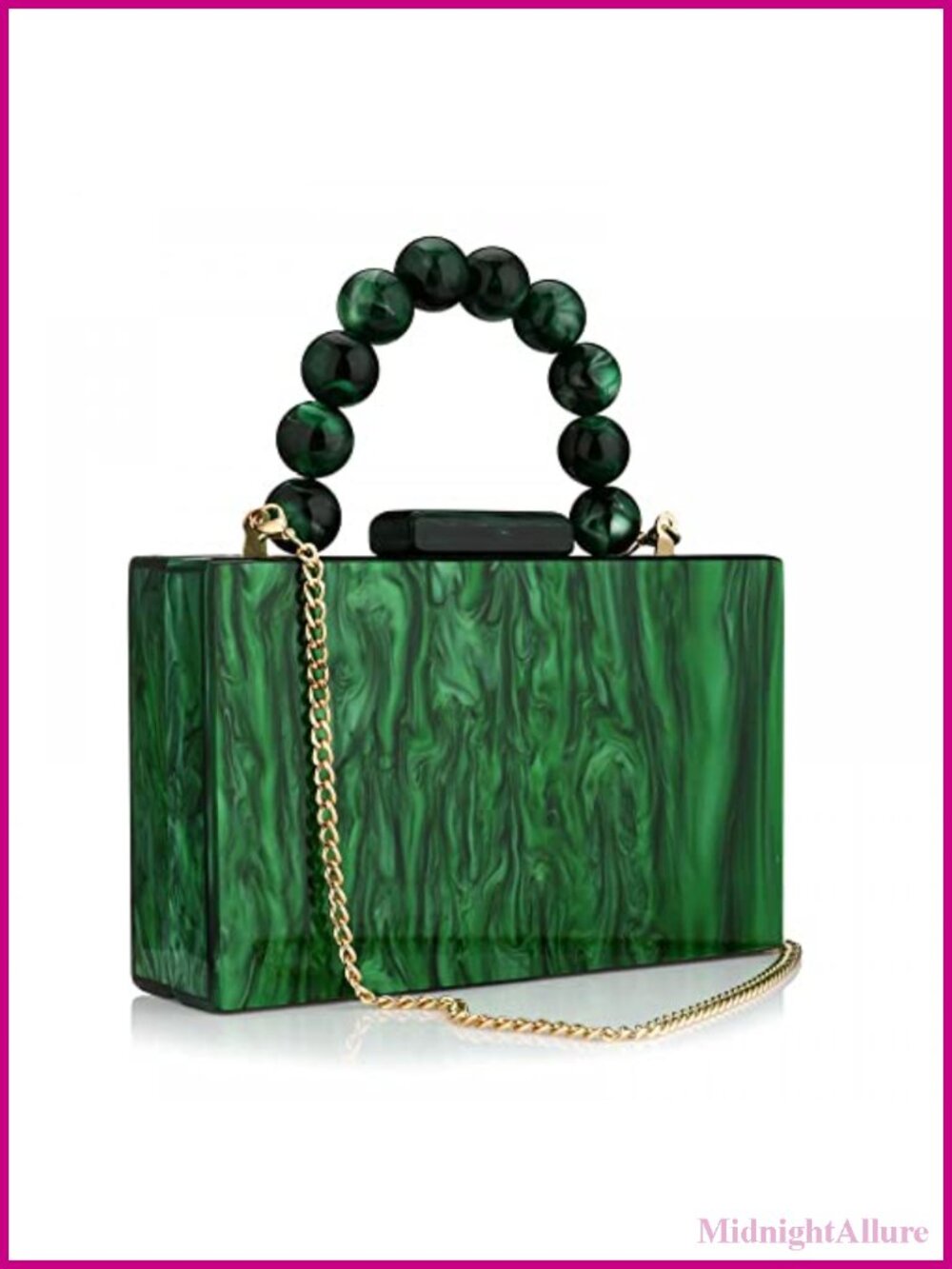 Acrylic Evening Clutch Bag Marbling Crossbody Purse Pearl Chain Formal Party